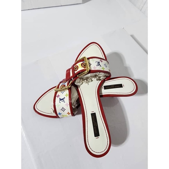 Authentic LOUIS VUITTON Monogram Canvas Slides White/Multicolored Size 39.5 - Picture 8 of 14